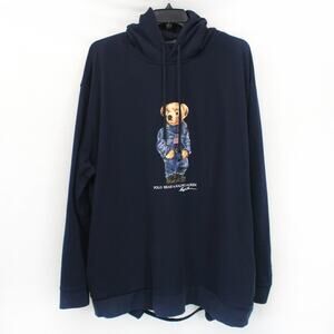 POLO Ralph Lauren Navy Hoodie Sweater Teddy Bear Pocket Activewear 3XL Tall